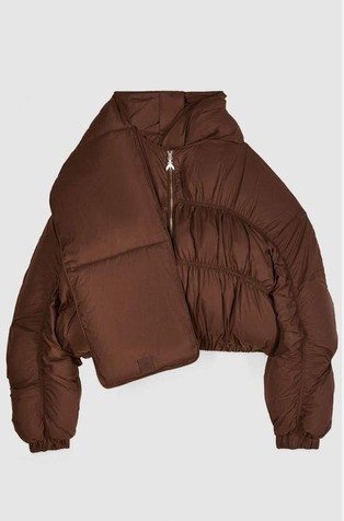 Kratka prošivena jakna s uklonjivim šalom