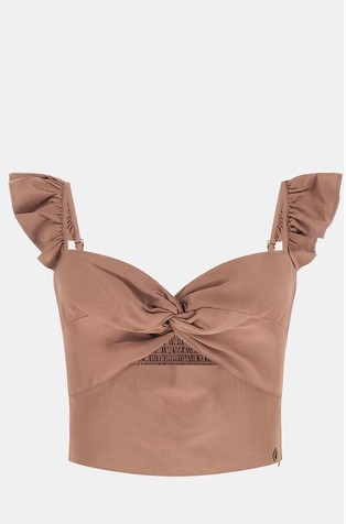 Cropped top s izrezanim detaljem i volančićima