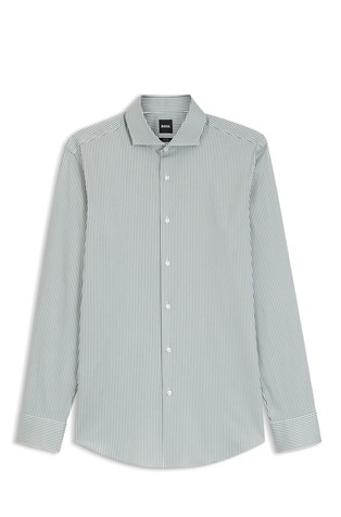 Slim fit prugasta košulja od rastezljivog pamuka