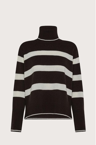 Knitted wool sweater with striped pattern