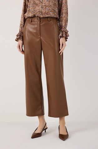Cropped faux-leather trousers