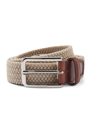 Woven belt with leather facings