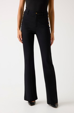 Zvonaste hlače s visokim strukom i ukrasnim gumbima