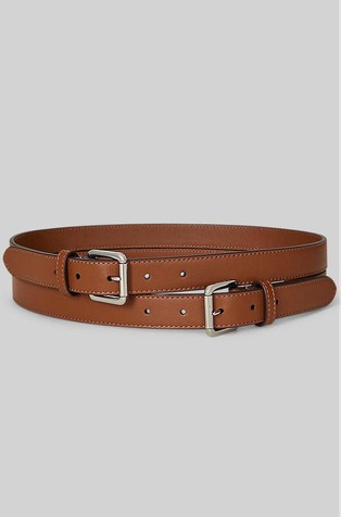 Širok kožni remen s dvjema kopčama