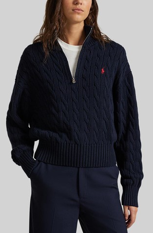 Pleten pamučni pulover s djelomičnim kopčanjem