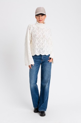 Pleten pulover od mješavine vune s visokim ovratnikom