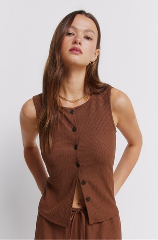 Buttoned jersey gillet