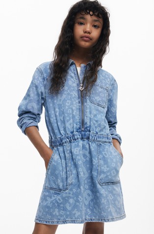 Jeans mini haljina s printom