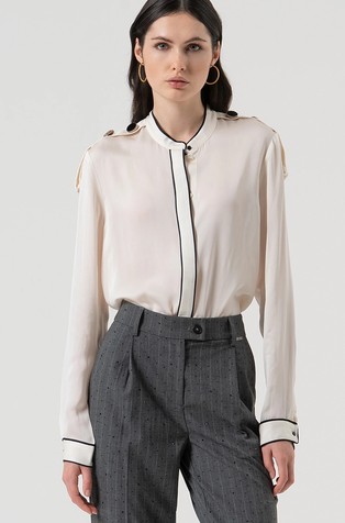 Regular fit bluza s kontrastnim detaljima i gumbima