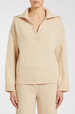 Monochrome boxy fit pleten pulover s polo ovratnikom