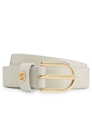 Leather belt with Double B monogram charm