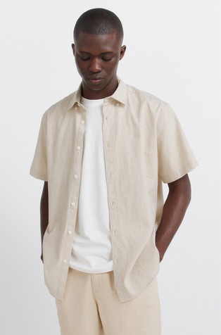Cotton and linen short sleeve shirt