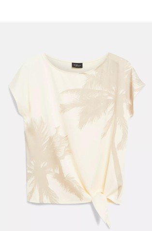 Mixed material T-shirt with front print