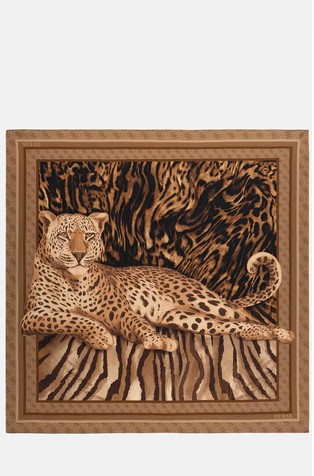 Satin scarf with animal motif