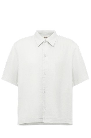 Short-sleeve linen blend shirt