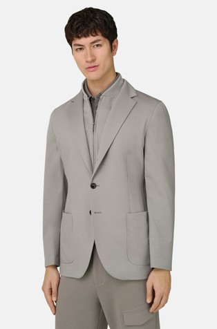 Wool Blend Sweatshirt Jacket With Detachable Inner Collar