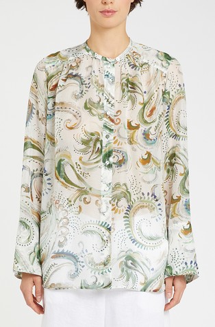 Silk voile shirt with print