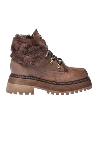 Gležnjače od brušene kože s obrubom od umjetnog krzna