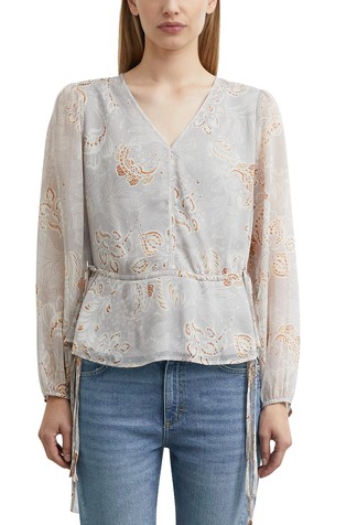 Bluza od šifona s uzorkom i podesivim vezicama