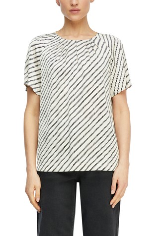 Satin blouse with gathering and all-over print