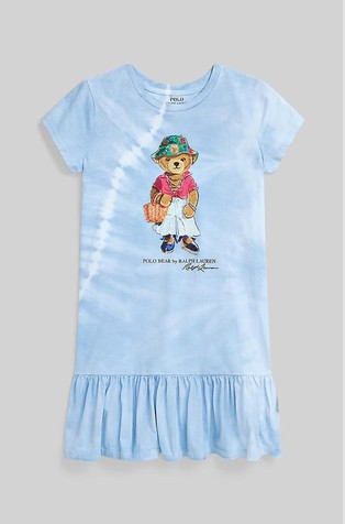Polo Bear pamučna haljina s tie-dye uzorkom