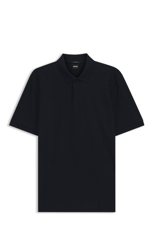 Geometric-jacquard polo shirt in cotton