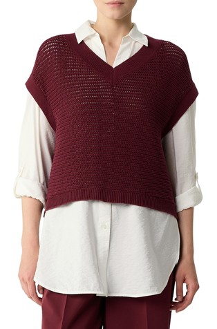 Cropped pleten prsluk s prorezom na stražnjoj strani