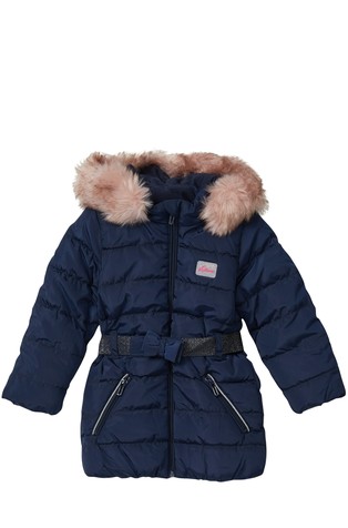 Prošivena jakna sa svjetlucavim remenom i uklonjivom kapuljačom