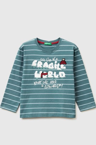 Prugasta pamučna majica s otiskom