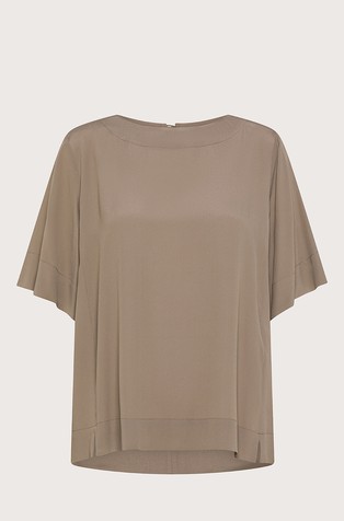 Labava majica kratkih rukava od mješavine svile