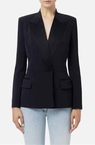 Sako s dvorednim kopčanjem i satenskim reverom