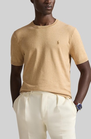Cotton Crewneck Short-sleeve Sweater