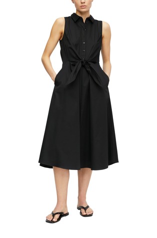 Sleeveless shirt dress with bow