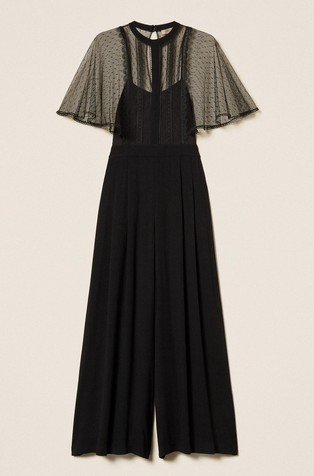 Kombinezon od krep tkanine i tila