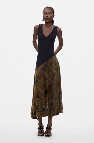 Midi Dress Combined flocked