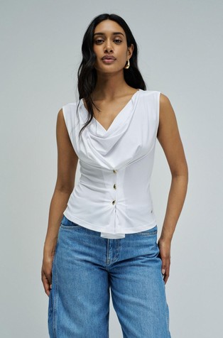 Sleeveless top with buttons