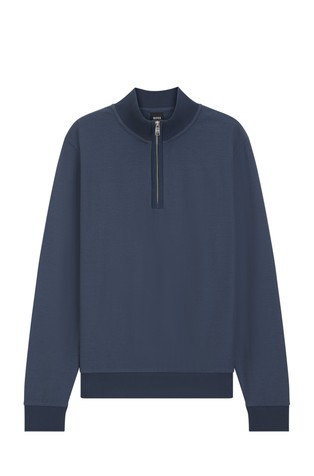 Cotton-blend sweatshirt with quarter zip