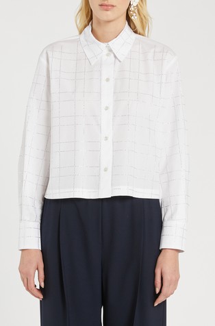 Košulja od pamučnog popelina s ukrasnim kamenčićima