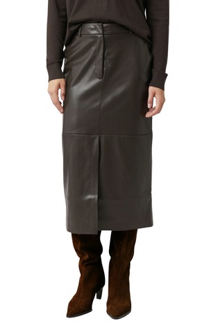 Midi suknja od umjetne kože