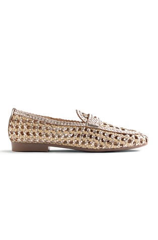 Braided metallic-leather loafers