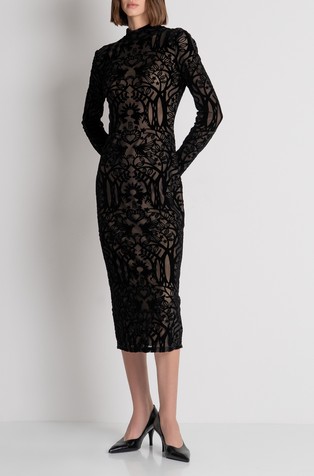 Slim fit midi haljina od čipke
