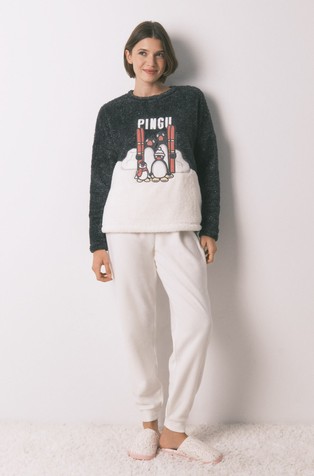 Pingu long soft pile fleece pyjamas