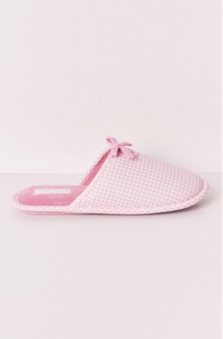 Karirane papuče s ukrasnom mašnom