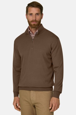 Half-zip knit sweater in merino wool