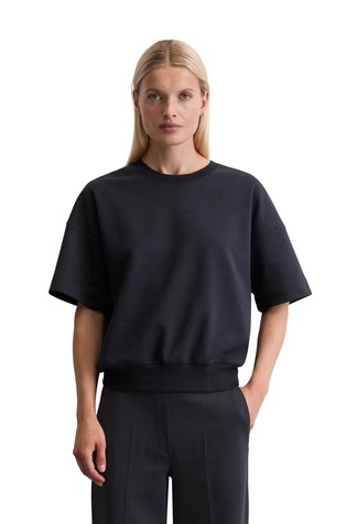 Short-sleeved sweatshirt in interlock jersey