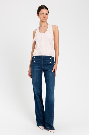 Tank top with decorative feathers