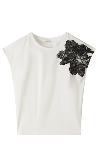 Cotton T-shirt with floral embroidery