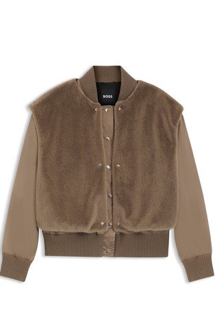 Satenska bomber jakna s uklonjivim prslukom od umjetnog krzna