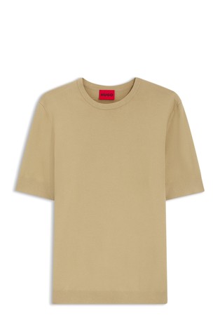 Regular-fit knitted sweater with short sleeves