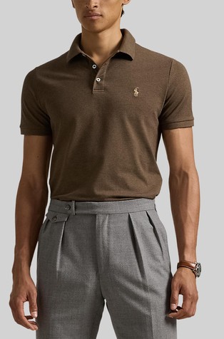 Custom slim fit rastezljiva polo majica s mrežastom strukturom